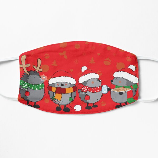 Christmas hedgehogs Flat Mask