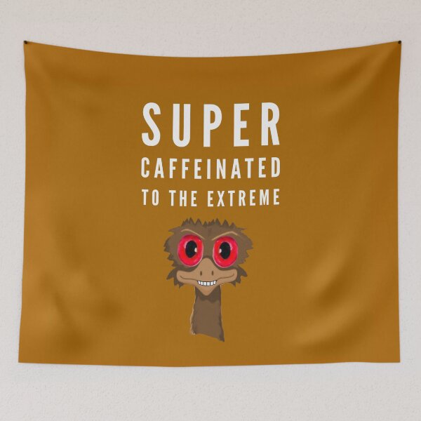 Artikelvorschau, Kaffee-Cartoon wild aussehender Emu-Charakter entworfen und verkauft von janraydesigns.