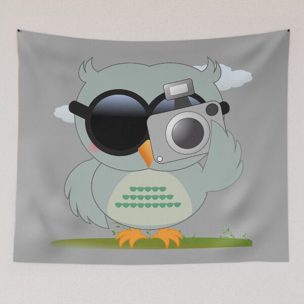 Item preview, COOL AND CUTE TRAVELLING OWL BEHIND THE CAMERA designed and sold by Cr1sV.