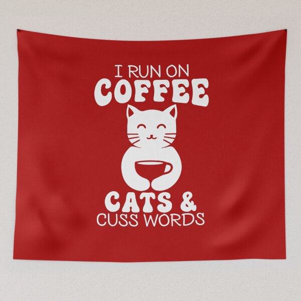 Item preview, I Run on Coffee, Cats, and Cuss Words - White designed and sold by LovenLaughter.