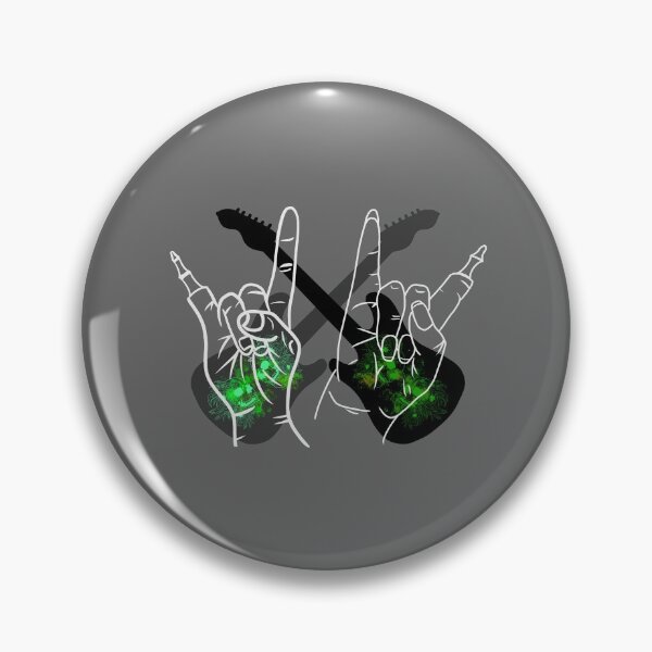 Item preview, Metal zombie hands "she" and "him" with guitars and chrysanthemum skulls designed and sold by BV-creas.