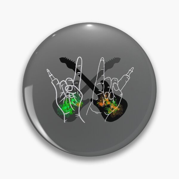 Item preview, Metal zombie hands "she" and "him" with guitars and chrysanthemum skulls designed and sold by BV-creas.
