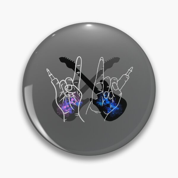 Item preview, Metal zombie hands "she" and "him" with guitars and chrysanthemum skulls designed and sold by BV-creas.