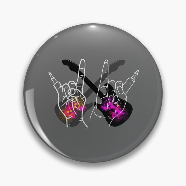 Item preview, Metal zombie hands "she" and "him" with guitars and chrysanthemum skulls designed and sold by BV-creas.