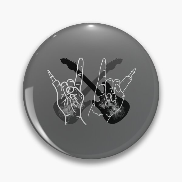 Item preview, Metal zombie hands "she" and "him" with guitars and chrysanthemum skulls designed and sold by BV-creas.