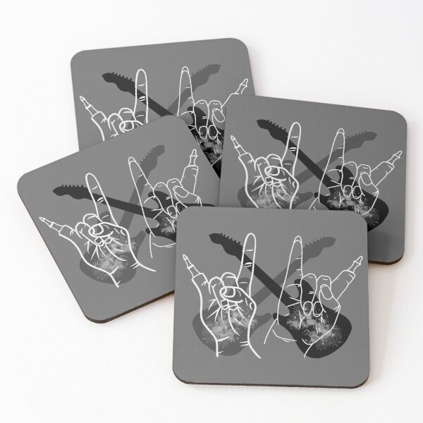 Item preview, Metal zombie hands "she" and "him" with guitars and chrysanthemum skulls designed and sold by BV-creas.