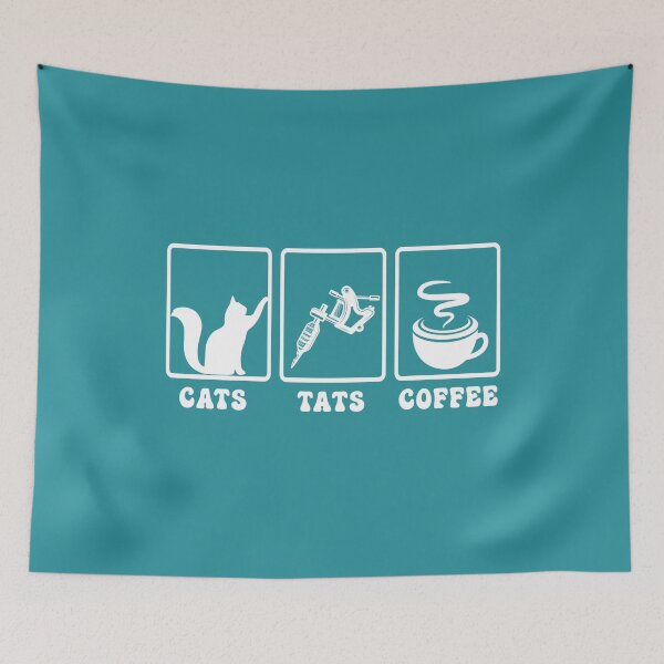 Item preview, Cats, Tats, and Coffee - White designed and sold by LovenLaughter.