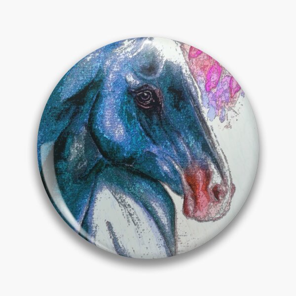 Item preview, Blue horse portrait in watercolor designed and sold by horseaddicted.