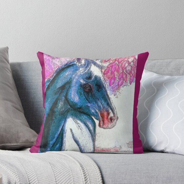 Item preview, Blue horse portrait in watercolor designed and sold by horseaddicted.