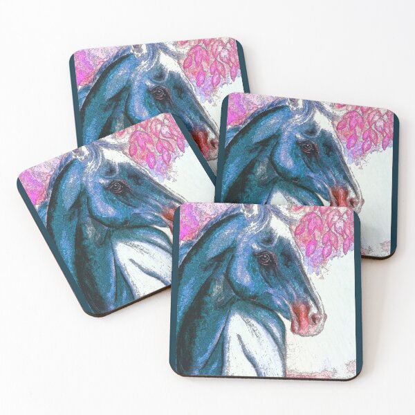 Item preview, Blue horse portrait in watercolor designed and sold by horseaddicted.
