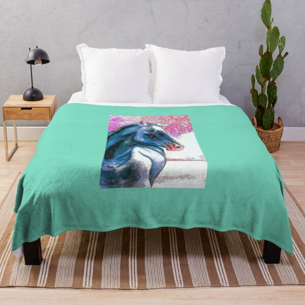 Item preview, Blue horse portrait in watercolor designed and sold by horseaddicted.