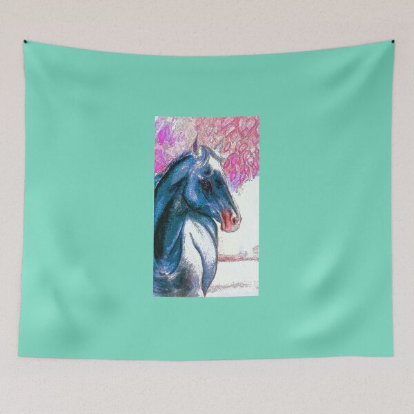 Item preview, Blue horse portrait in watercolor designed and sold by horseaddicted.