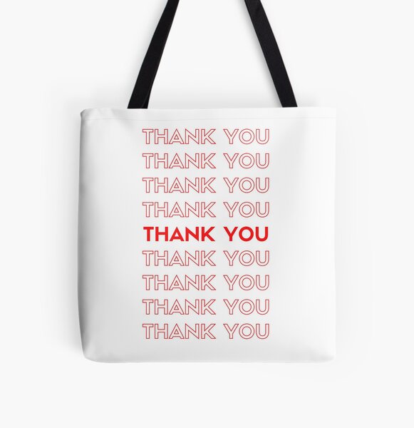 Repeating thank you logo red All Over Print Tote Bag