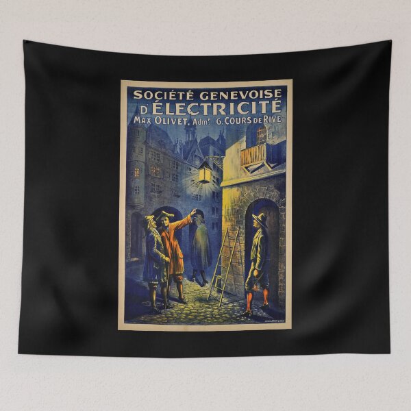 Item preview, retro societe genevoise delectricite max olivet designed and sold by CorasPosters.