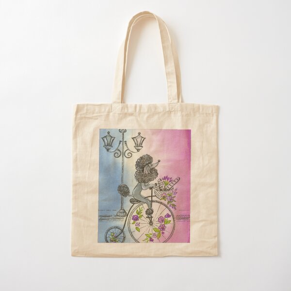Fancy Poodle in Paris Cotton Tote Bag