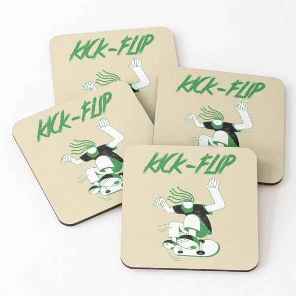 Item preview, Kick Flip Old School Green Skating Man designed and sold by Mustard Prophet.