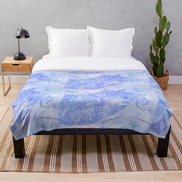 Peony Fans in pale blues and pinks RB Throw Blanket
