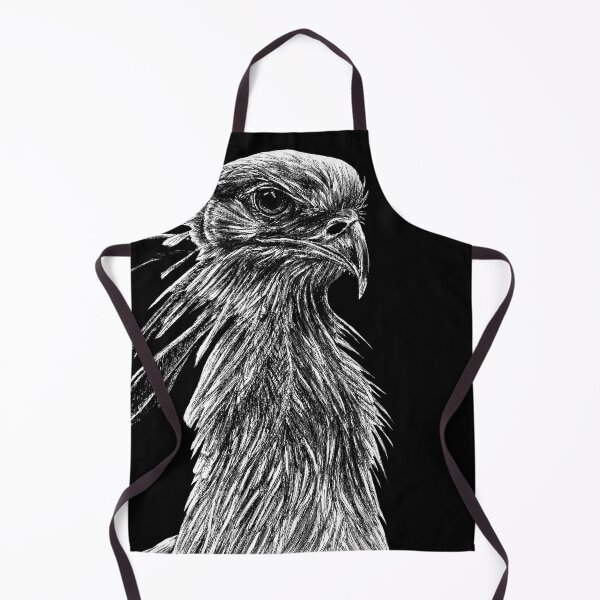 Item preview, Secretary bird black and white animal ink illustration designed and sold by LorenDowding.