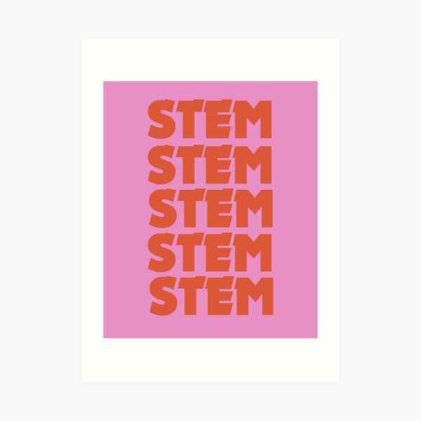 STEM pink red repeat Art Print
