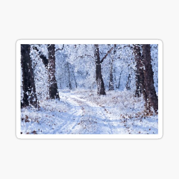 Impressionist Winter Forest Landscape Sticker
