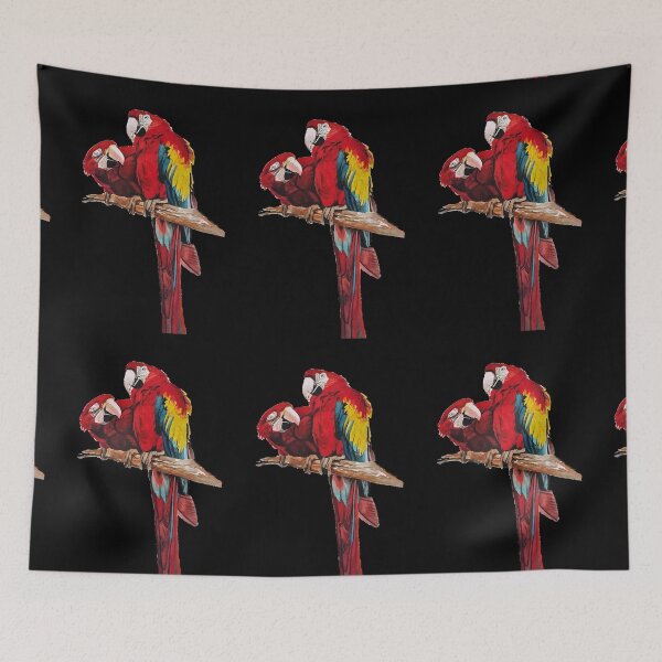Item preview, Red Macaw Parrot Watercolor Painting on Black designed and sold by Sarah  Rajkotwala.