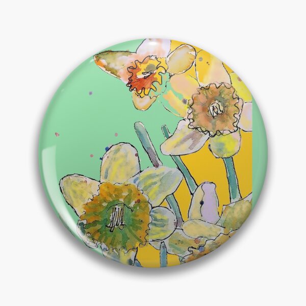 Item preview, Abstract Yellow Daffodil Watercolor Pattern on Green designed and sold by Sarah  Rajkotwala.