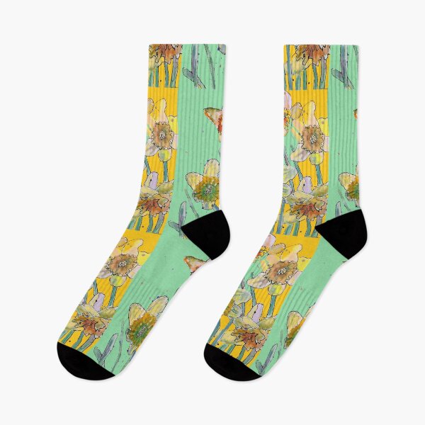 Item preview, Abstract Yellow Daffodil Watercolor Pattern on Green designed and sold by Sarah  Rajkotwala.