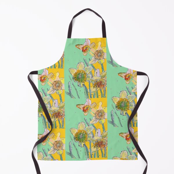 Item preview, Abstract Yellow Daffodil Watercolor Pattern on Green designed and sold by Sarah  Rajkotwala.