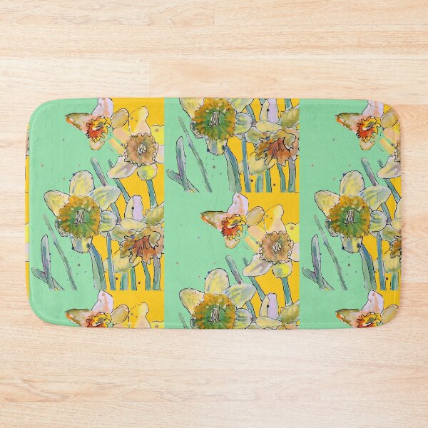 Item preview, Abstract Yellow Daffodil Watercolor Pattern on Green designed and sold by Sarah  Rajkotwala.