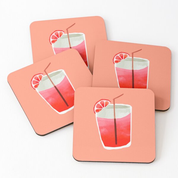 Pink Grapefruit Drink Coasters (Set of 4)
