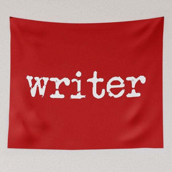 Item preview, writer in white on red designed and sold by TeaRoseWriter.
