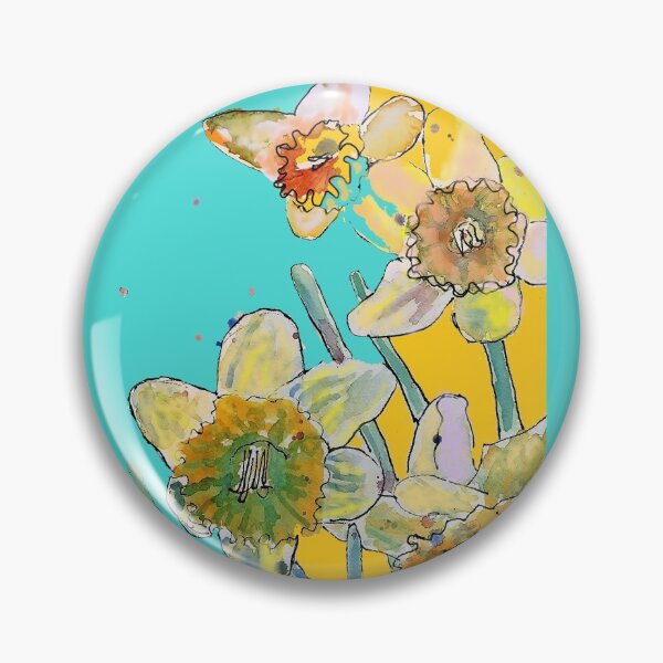 Item preview, Abstract Yellow Daffodil Watercolor Pattern on Aqua designed and sold by Sarah  Rajkotwala.