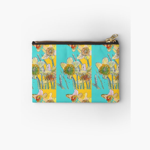 Item preview, Abstract Yellow Daffodil Watercolor Pattern on Aqua designed and sold by Sarah  Rajkotwala.