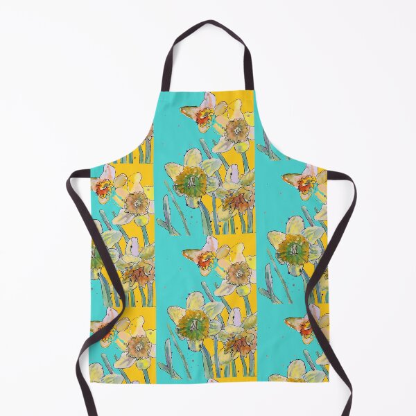 Item preview, Abstract Yellow Daffodil Watercolor Pattern on Aqua designed and sold by Sarah  Rajkotwala.