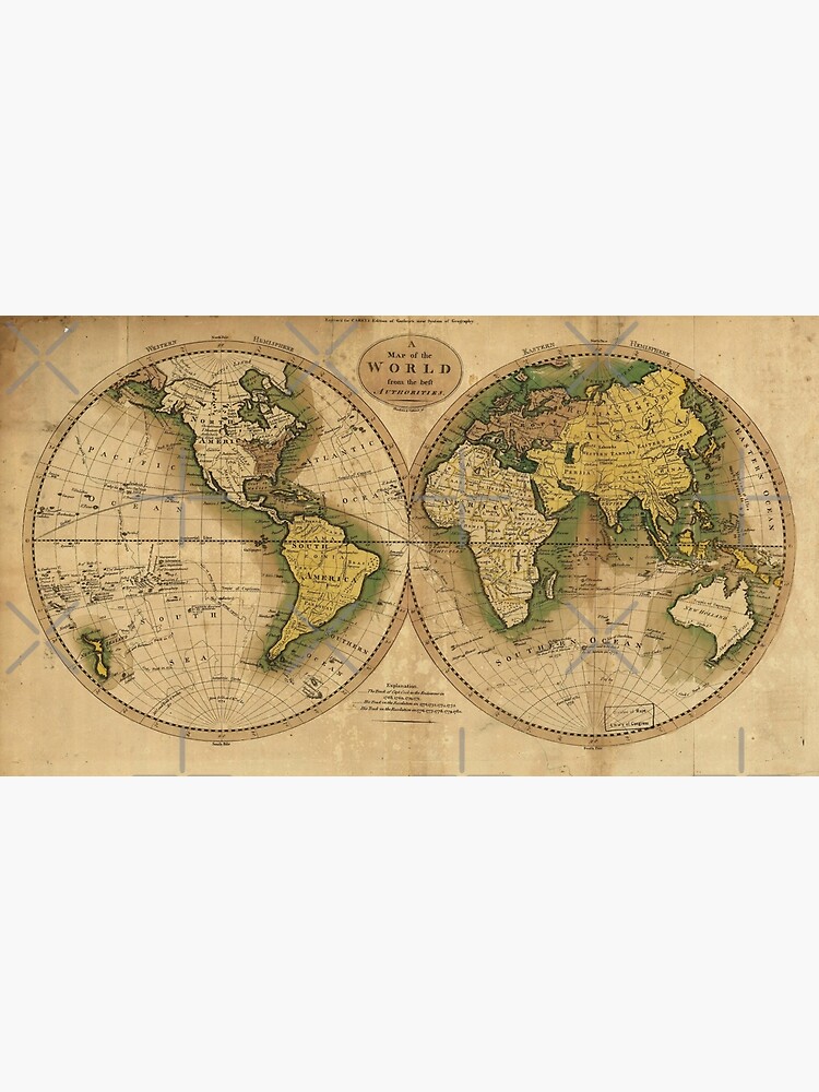 Discover 4K Vintage Map of the World | HD Old World's Map | HD Antique World's Map 1796 Premium Matte Vertical Poster
