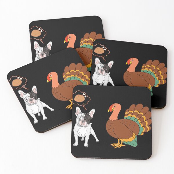 Item preview, French Bulldog Thanksgiving Frenchie Thanksgiving Turkey Black and White Frenchie designed and sold by FunShirtDesigns.