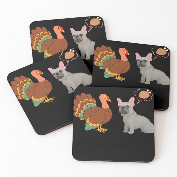 Item preview, French Bulldog Thanksgiving Frenchie Thanksgiving Turkey and Gray Frenchie designed and sold by FunShirtDesigns.