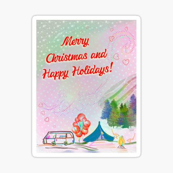 Merry Christmas camping! Sticker