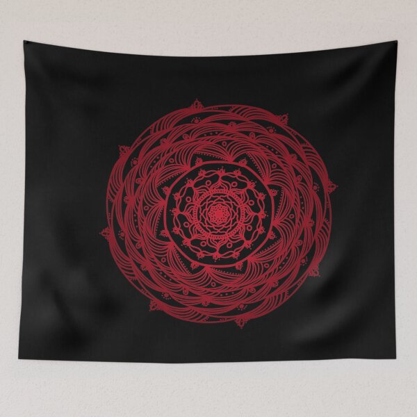 Item preview, Fire Red Burst Mandala (Black Background) designed and sold by Stacia Boyd.