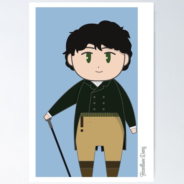 Cute Pride and Prejudice Mr. Darcy Drawing Poster