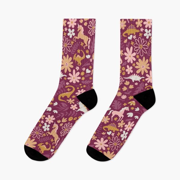 Item preview, Dinosaurs + Unicorns on Burgundy designed and sold by latheandquill.