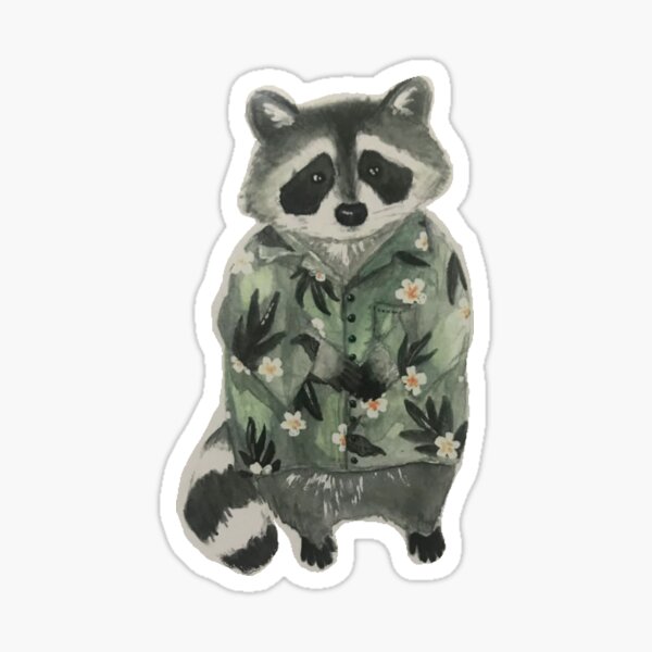 Vista previa del artículo con la obra «Mapache en camisa hawaiana», diseñado y vendido por PaintColorado.