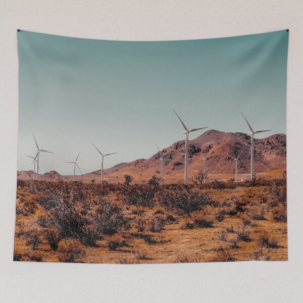 Item preview, Wind turbine in the desert with mountain view at Kern County California USA designed and sold by Mrvell.