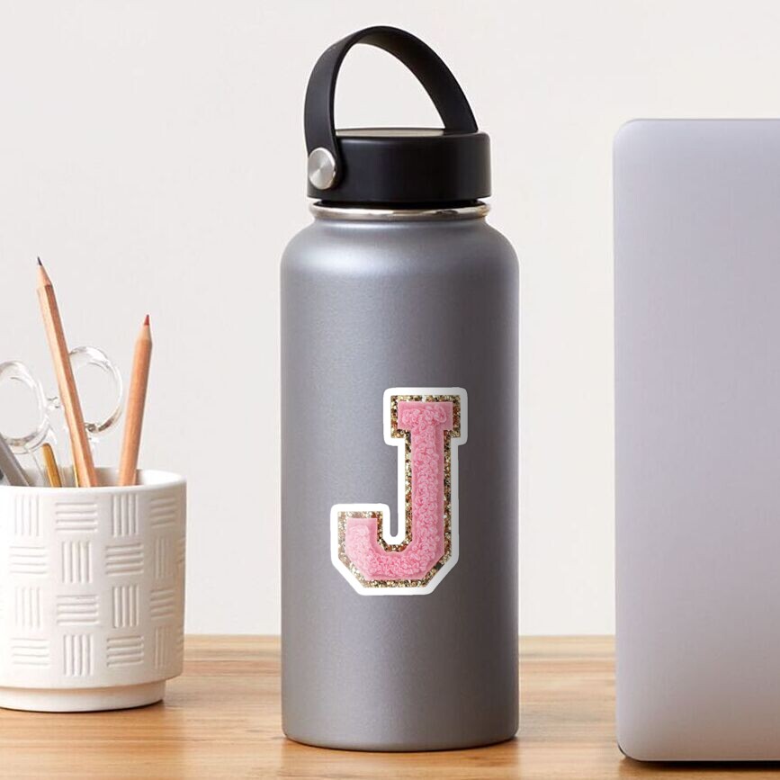 Preppy Pink Varsity Letter J Sticker