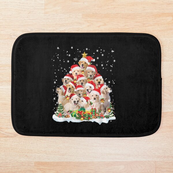 Golden-Retriever-Christmas-Tree-Santa-Hat-Pajama-Dog-Lover Bath Mat