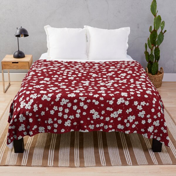 Item preview, White flowers on dark red designed and sold by Ninaeva.