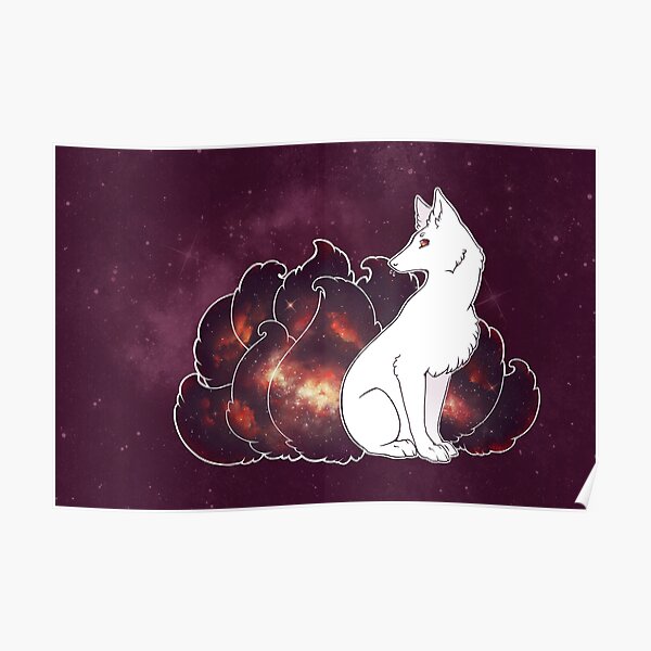 Nine Tails of Space Clouds - Galaxy Kitsune -  Poster