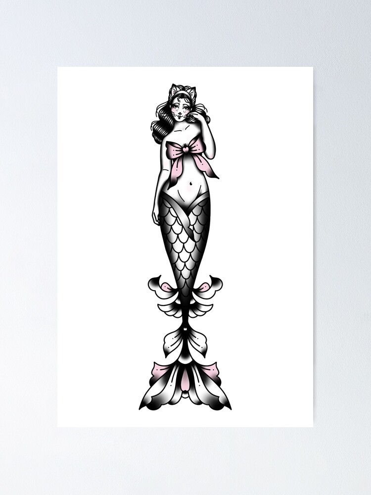 Mermaid Cute Traditional Flash Tattoo Mermaid Cute Traditional Flash Tattoo
