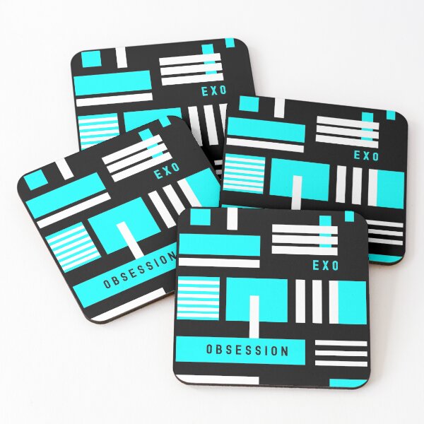 Item preview, Exo obsession geometric abstract blue trendy kpop black designed and sold by Kpop Seoul Shop.