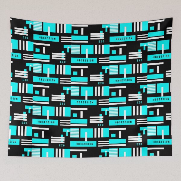 Item preview, Exo obsession geometric abstract blue trendy kpop black designed and sold by Kpop Seoul Shop.